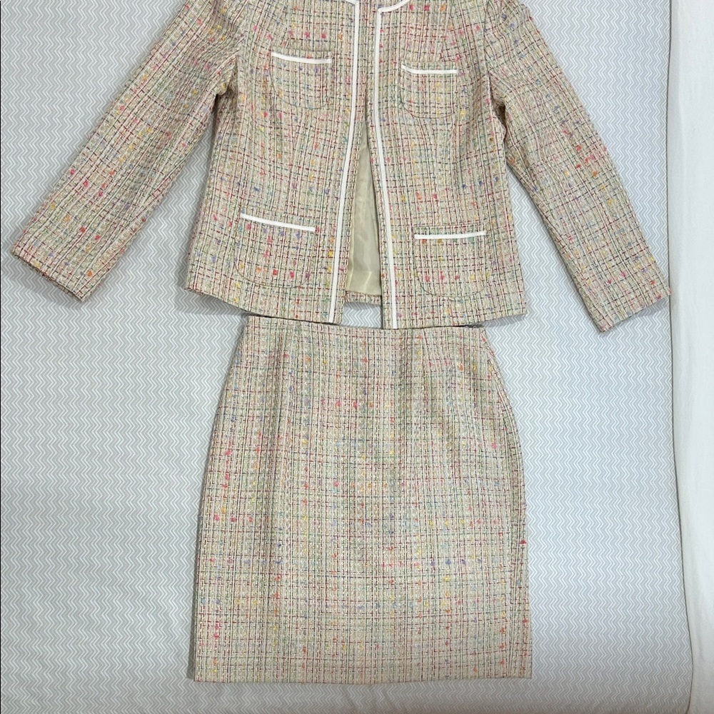 Vintage Laura Scott Multicolor Tweed Skirt Set